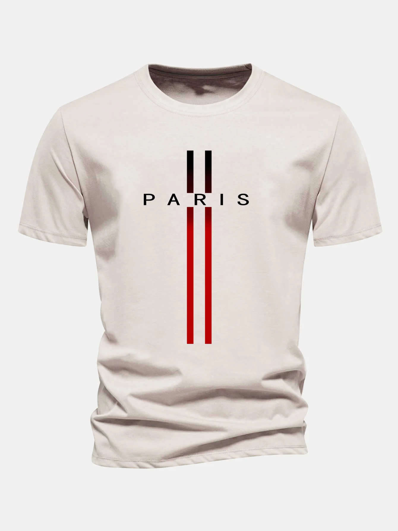 Regular Fit Stripe Paris Print Cotton T-Shirt - Image 4