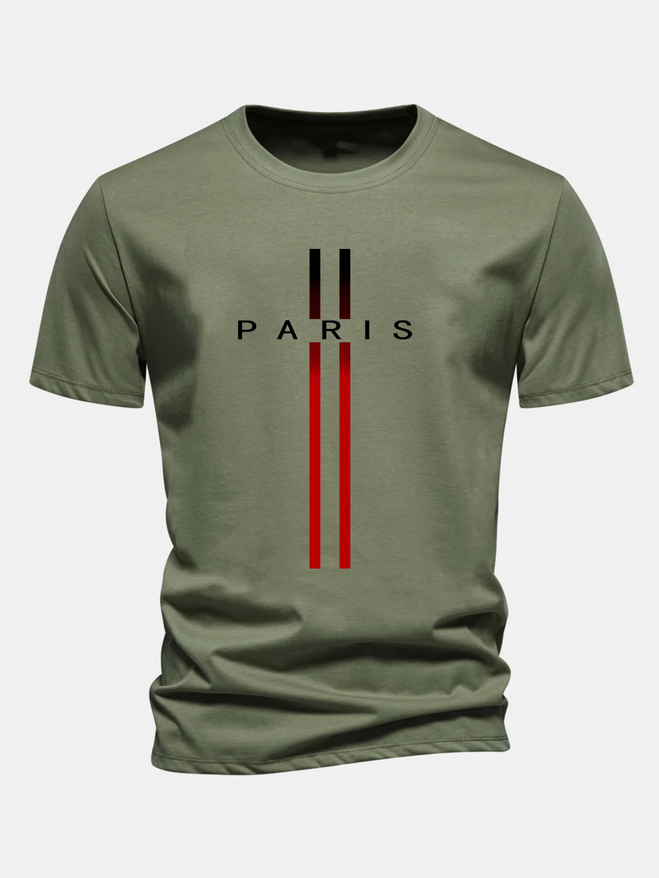 Regular Fit Stripe Paris Print Cotton T-Shirt - Image 5