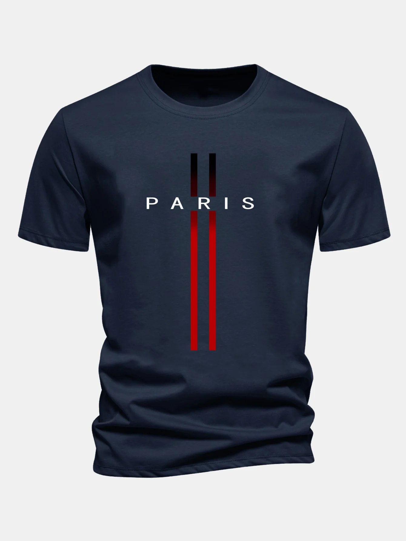 Regular Fit Stripe Paris Print Cotton T-Shirt - Image 7