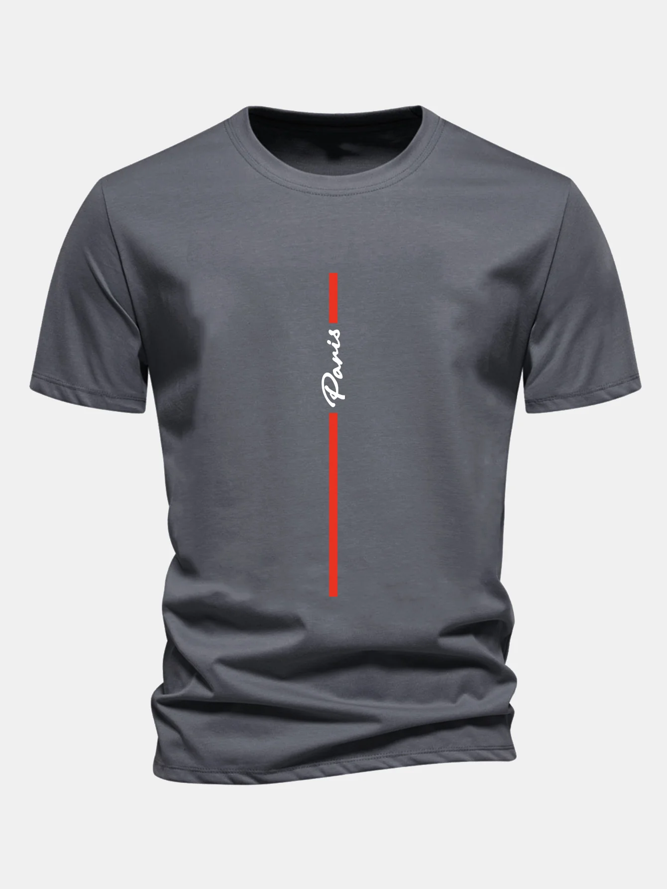 Regular Fit gestreiftes Paris Print Baumwoll-T-Shirt - Image 2