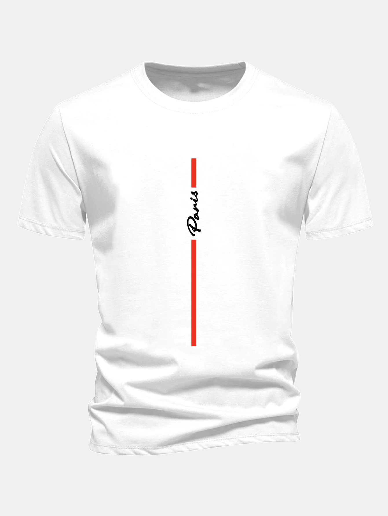 Regular Fit gestreiftes Paris Print Baumwoll-T-Shirt - Image 6