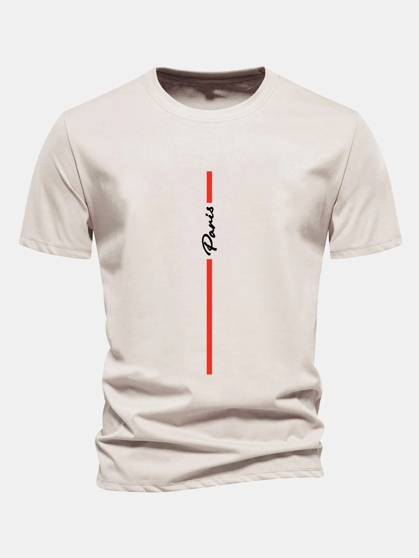 Regular Fit gestreiftes Paris Print Baumwoll-T-Shirt - Image 7