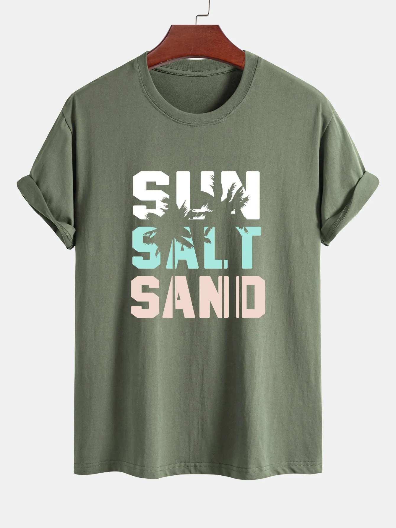 Regular Fit Sun Sand Palmenbaum Print Baumwoll-T-Shirt - Image 14