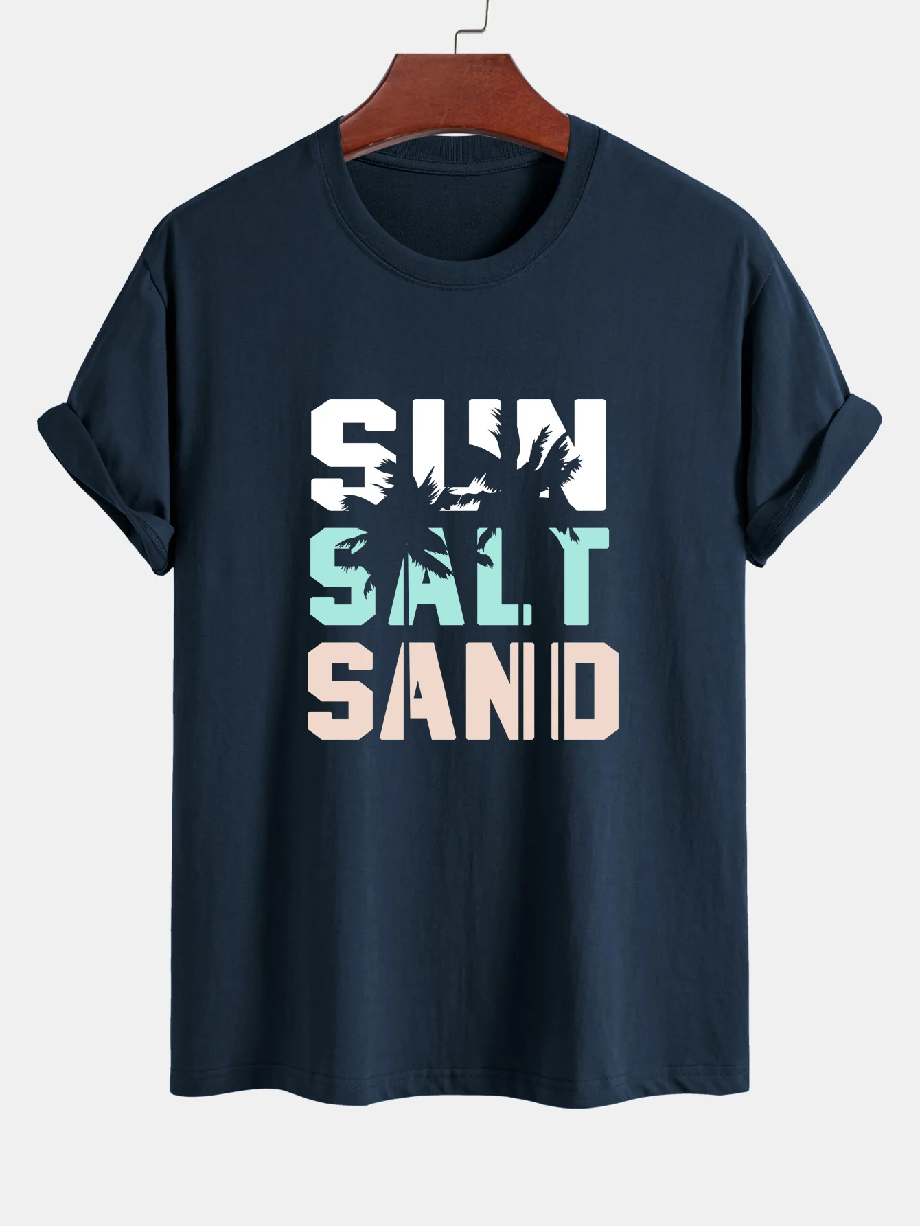 Regular Fit Sun Sand Palmenbaum Print Baumwoll-T-Shirt - Image 3