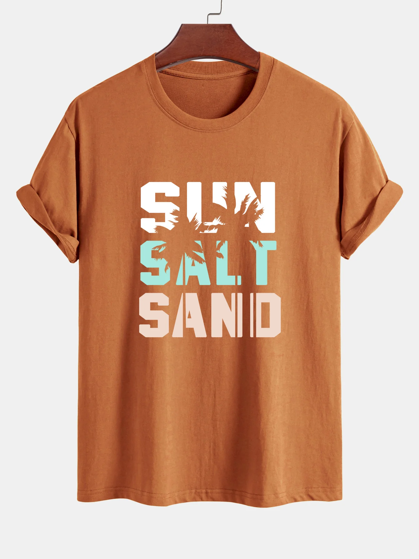 Regular Fit Sun Sand Palmenbaum Print Baumwoll-T-Shirt - Image 4