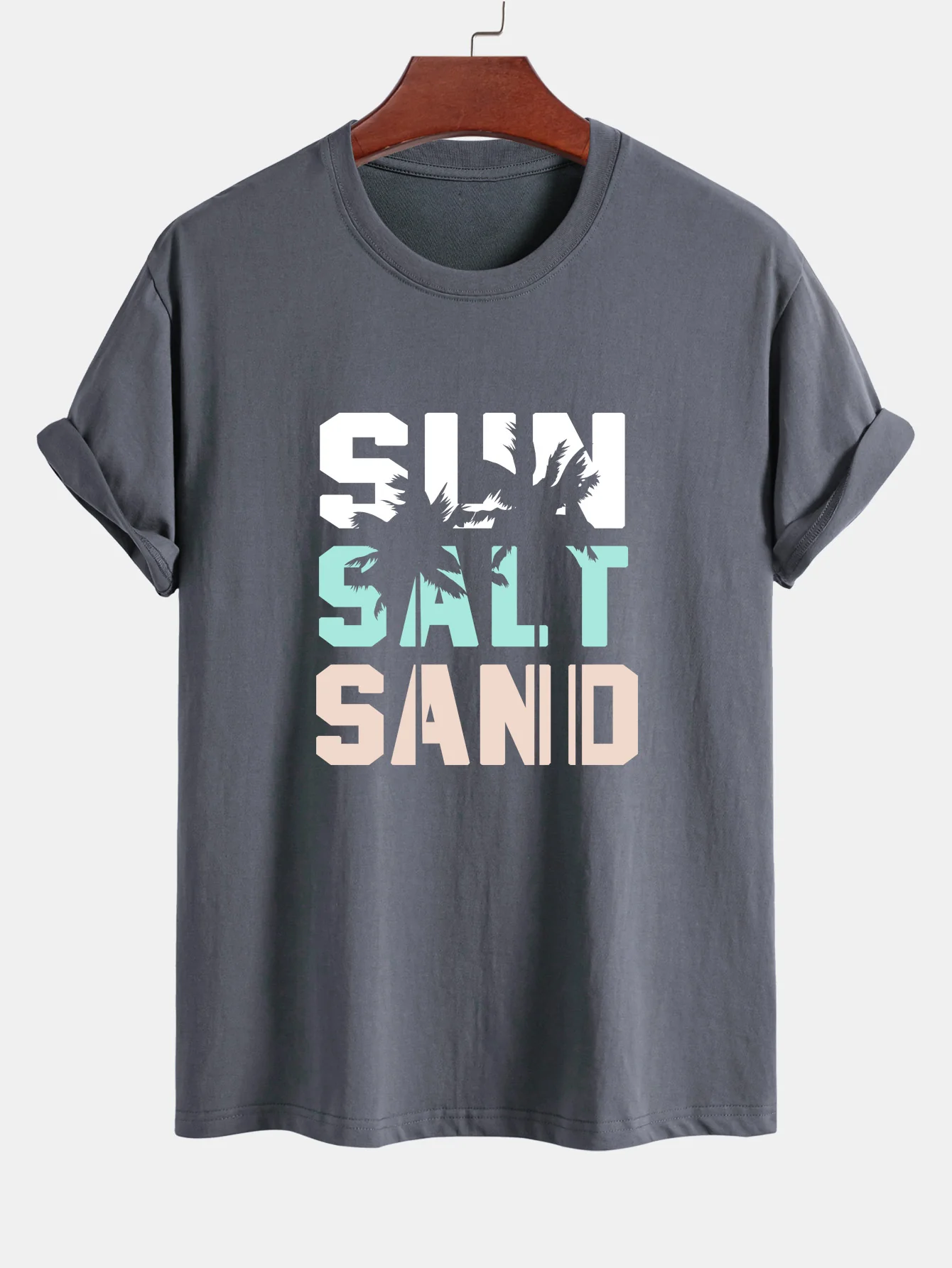 Regular Fit Sun Sand Palmenbaum Print Baumwoll-T-Shirt - Image 5