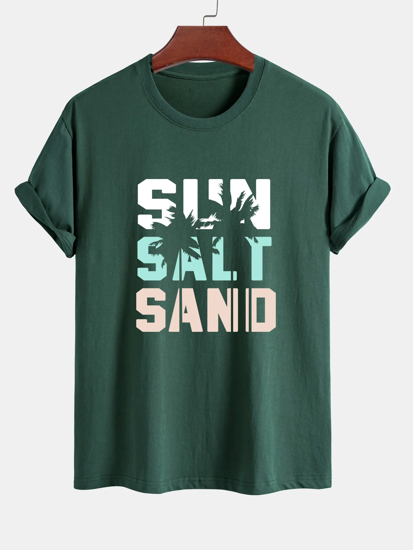 Regular Fit Sun Sand Palmenbaum Print Baumwoll-T-Shirt - Image 6