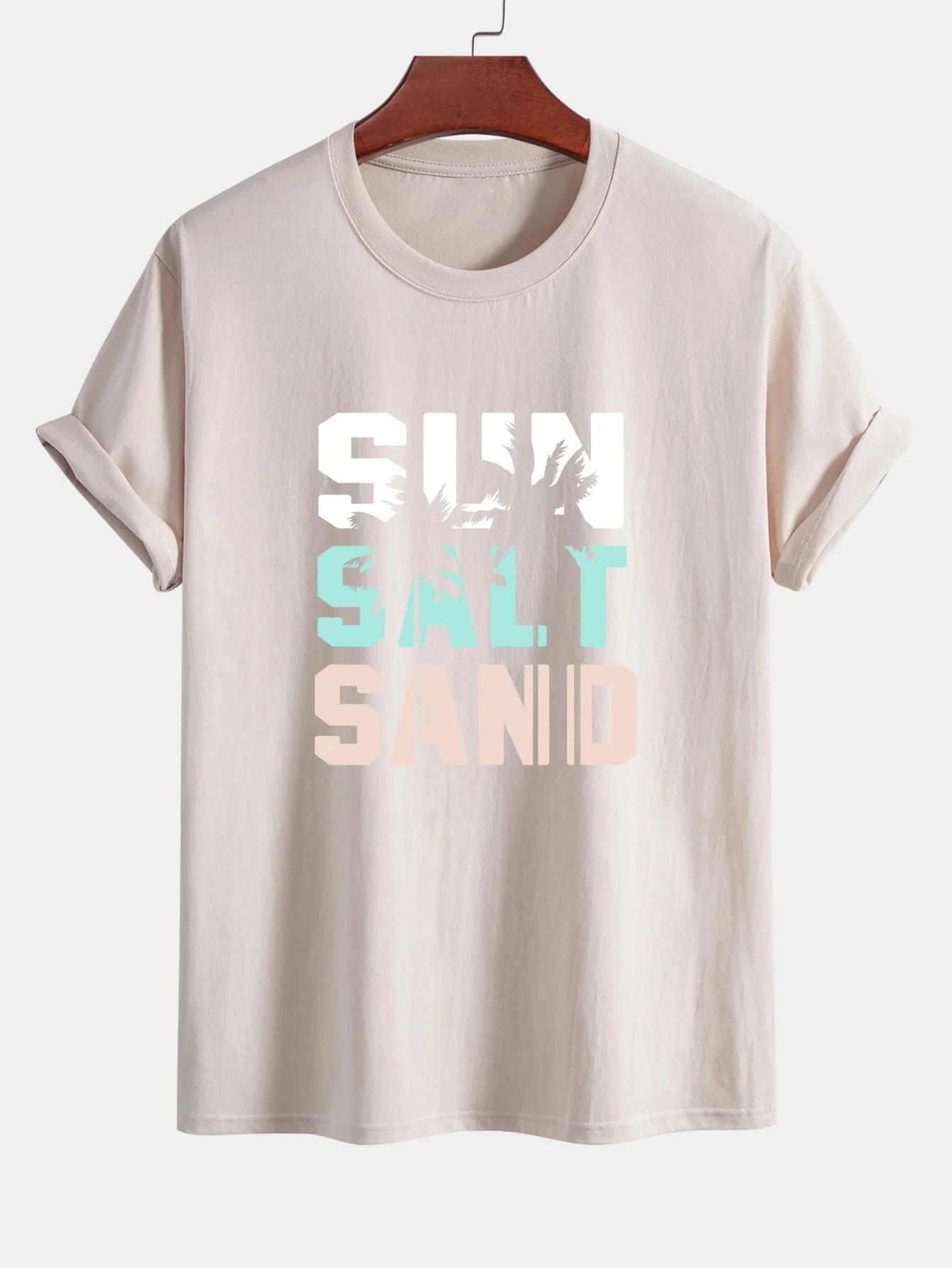 Regular Fit Sun Sand Palmenbaum Print Baumwoll-T-Shirt - Image 9