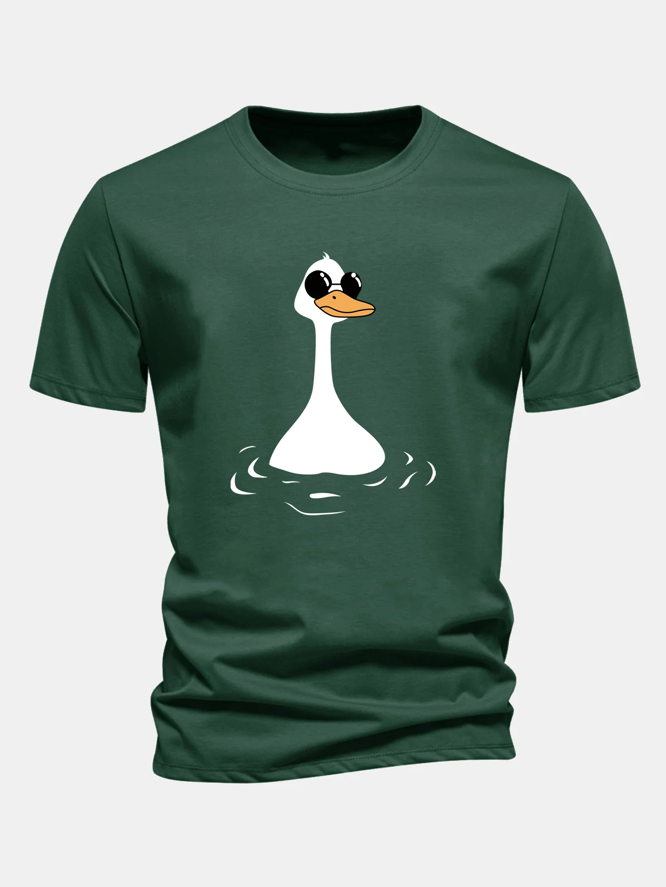 Regular Fit Sunglasses Goose Print Cotton T-Shirt - Image 7