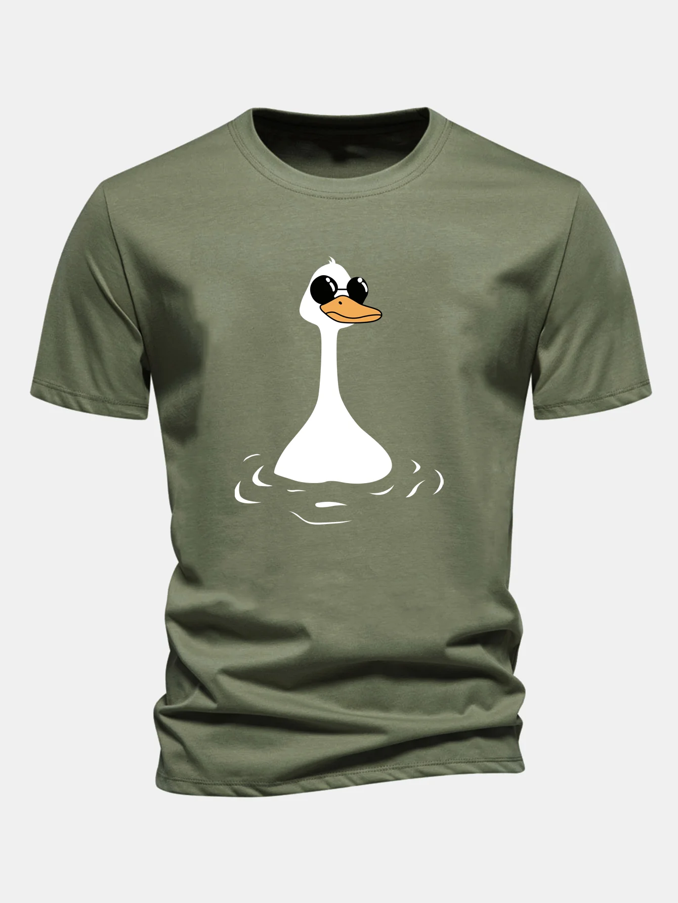 Regular Fit Sunglasses Goose Print Cotton T-Shirt - Image 9