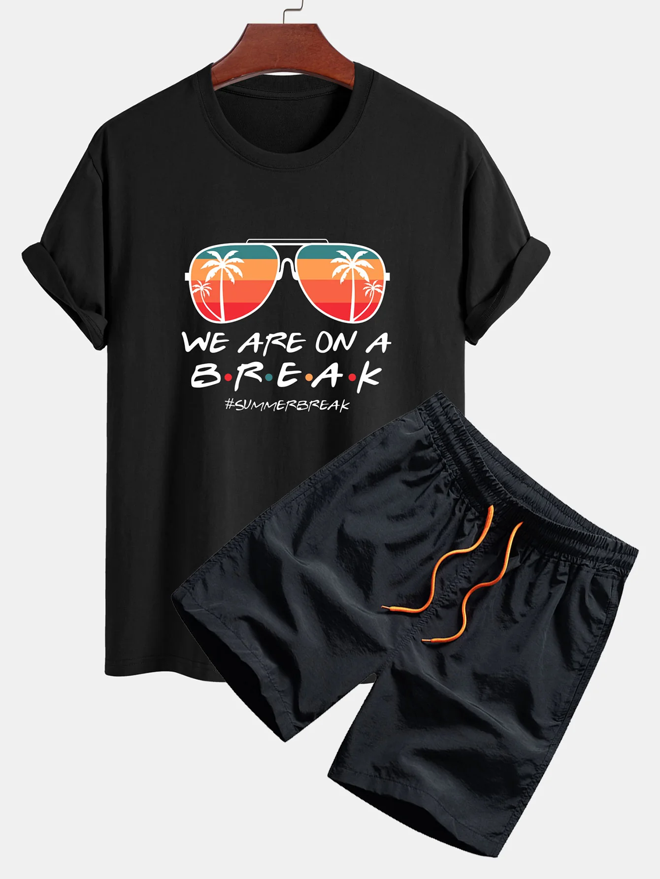 Regular Fit Sonnenbrille Palm Tree Print Baumwoll-T-Shirt & Swim Shorts - Image 2