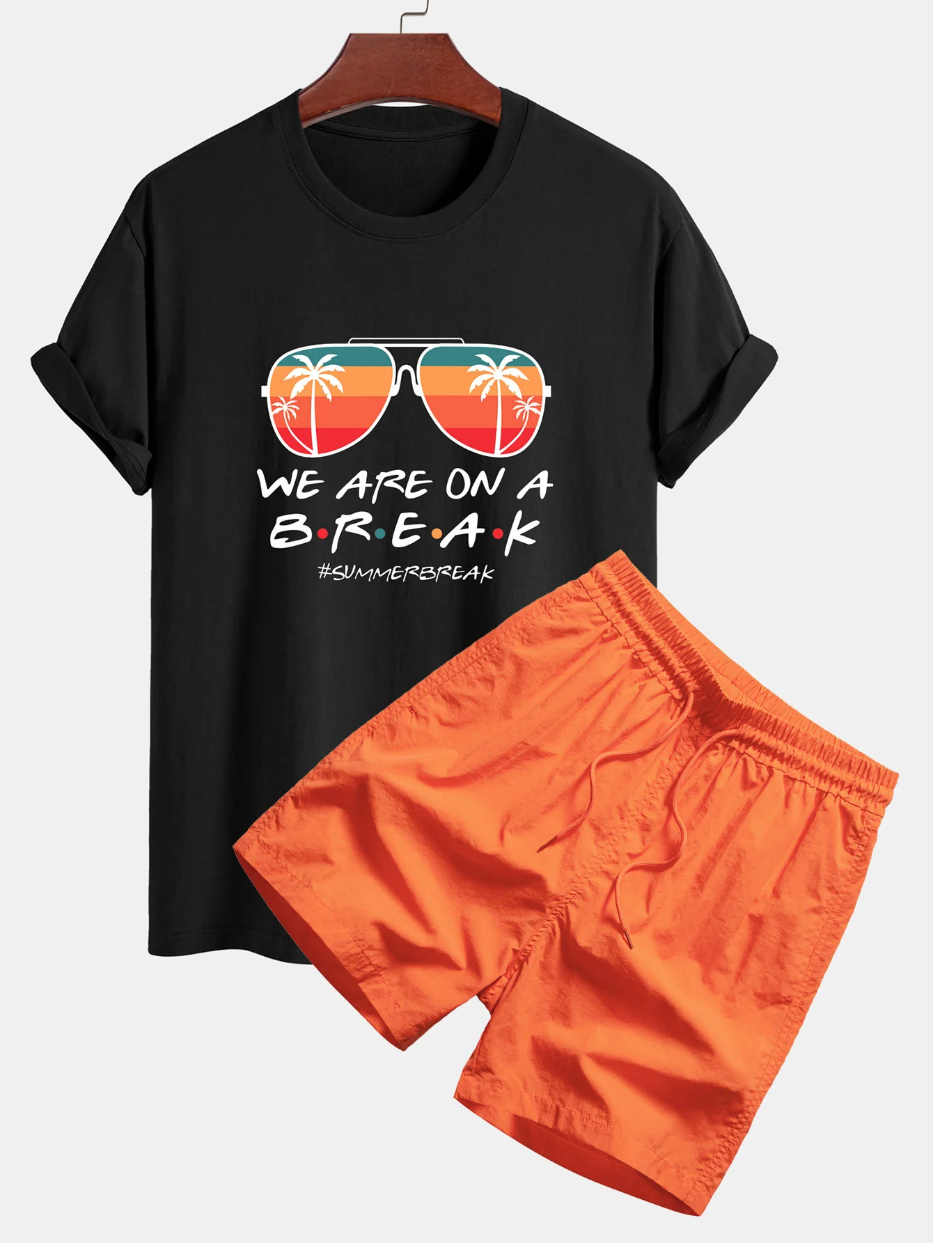 Regular Fit Sonnenbrille Palm Tree Print Baumwoll-T-Shirt & Swim Shorts - Image 3