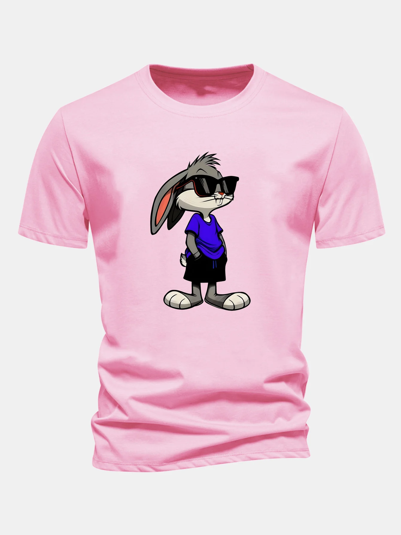 Regular Fit Sunglasses Rabbit Print Cotton T-Shirt - Image 10