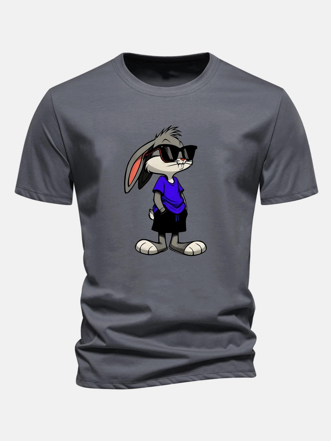 Regular Fit Sunglasses Rabbit Print Cotton T-Shirt - Image 11