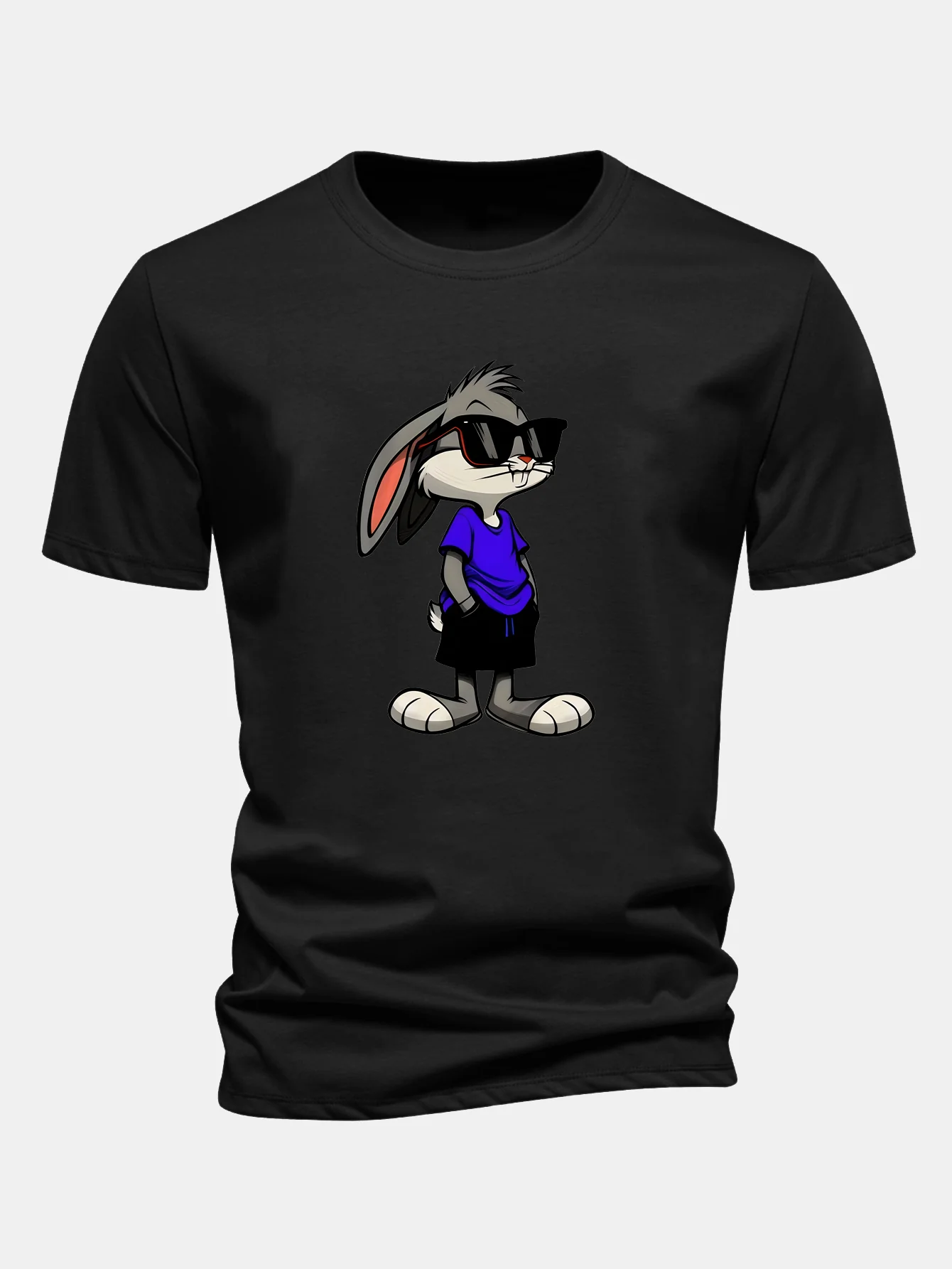 Regular Fit Sunglasses Rabbit Print Cotton T-Shirt - Image 2
