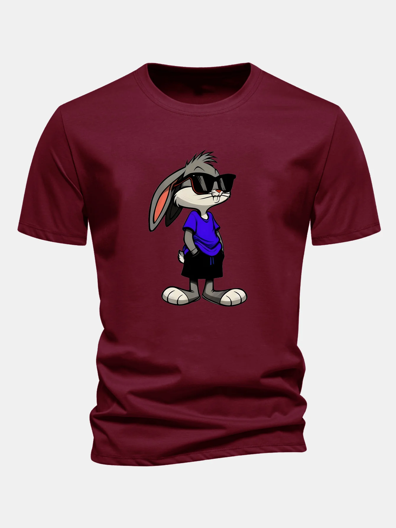 Regular Fit Sunglasses Rabbit Print Cotton T-Shirt - Image 9