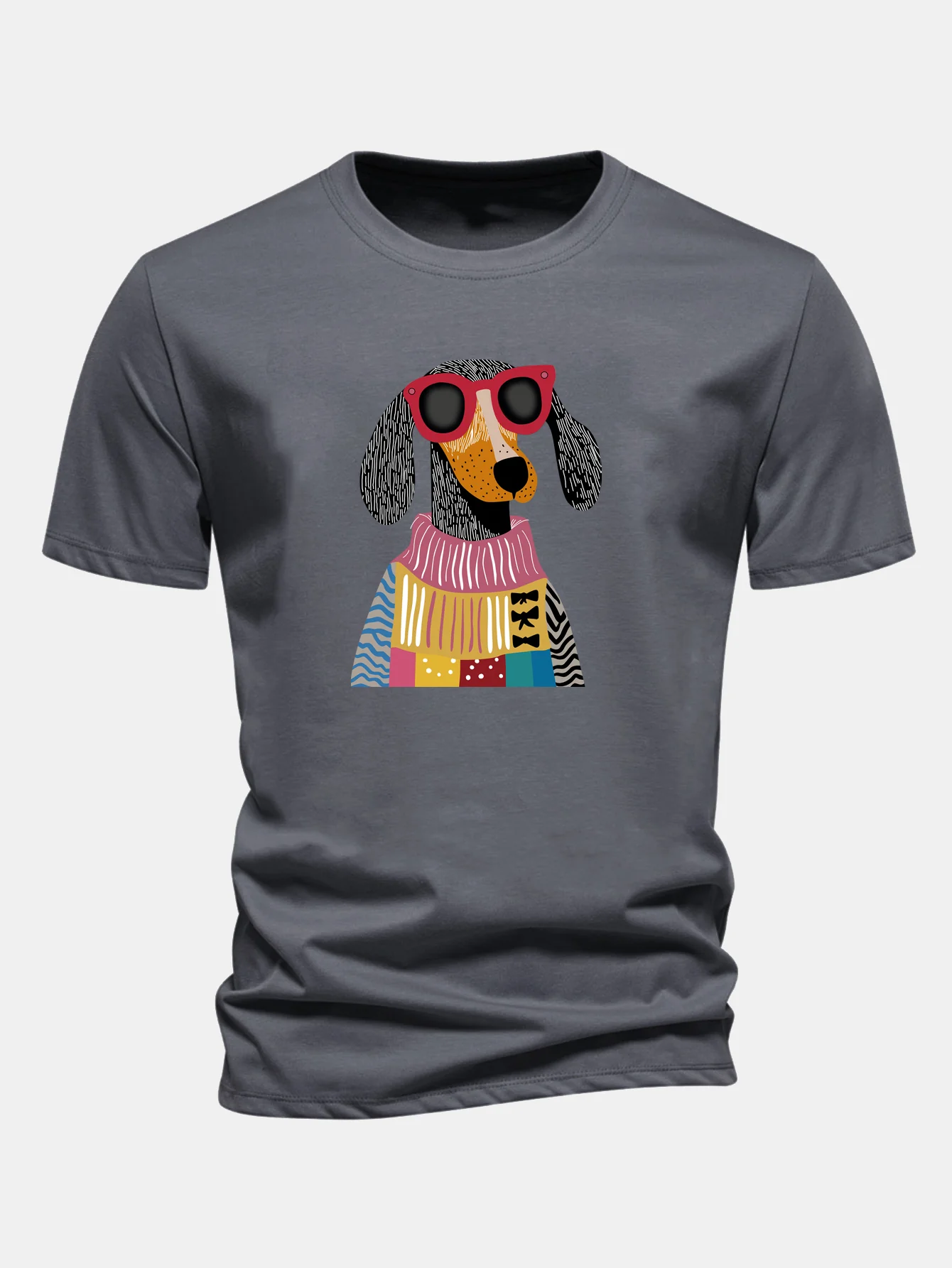 Regular Fit Sweater Dog Print Cotton T-Shirt - Image 11