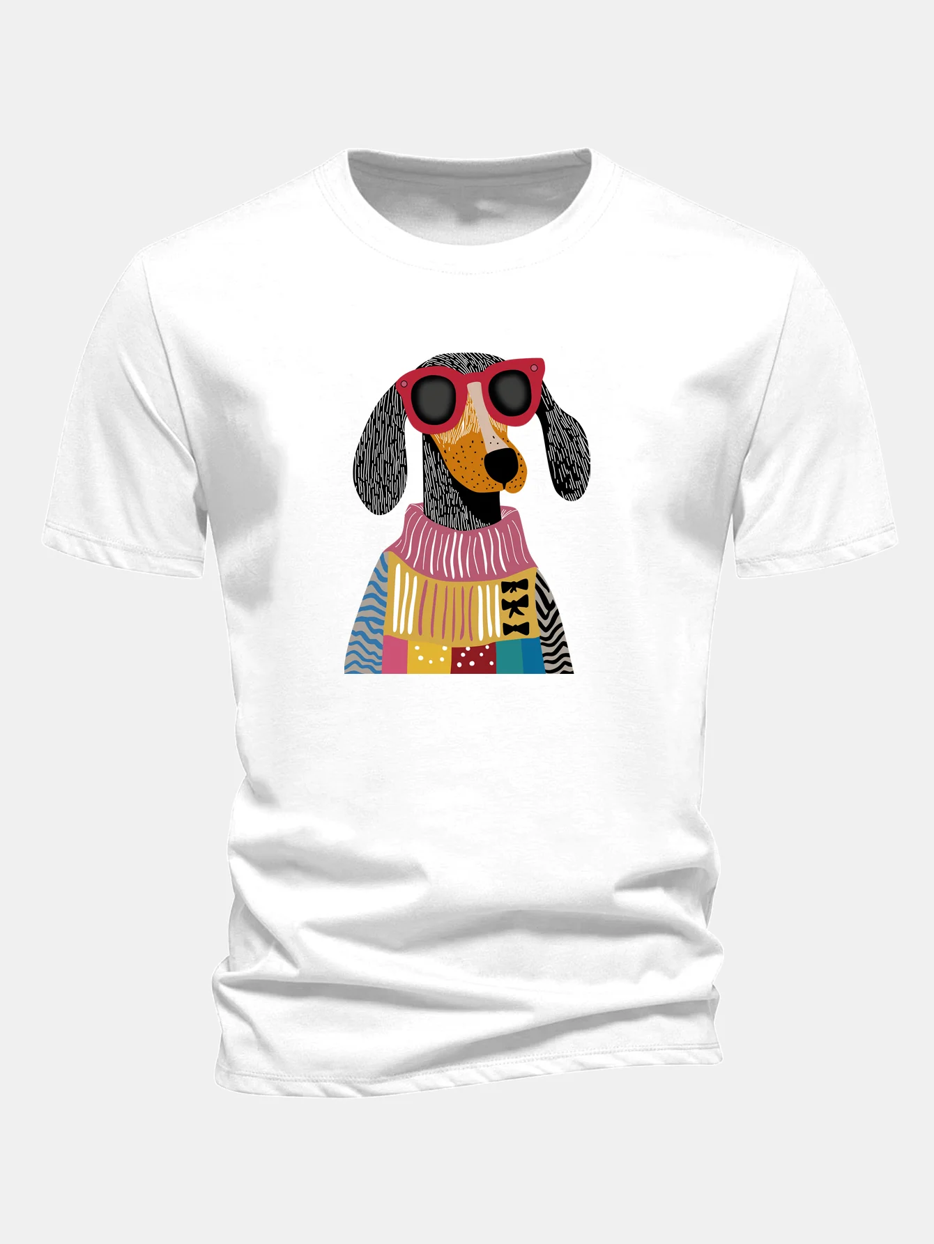 Regular Fit Sweater Dog Print Cotton T-Shirt - Image 2