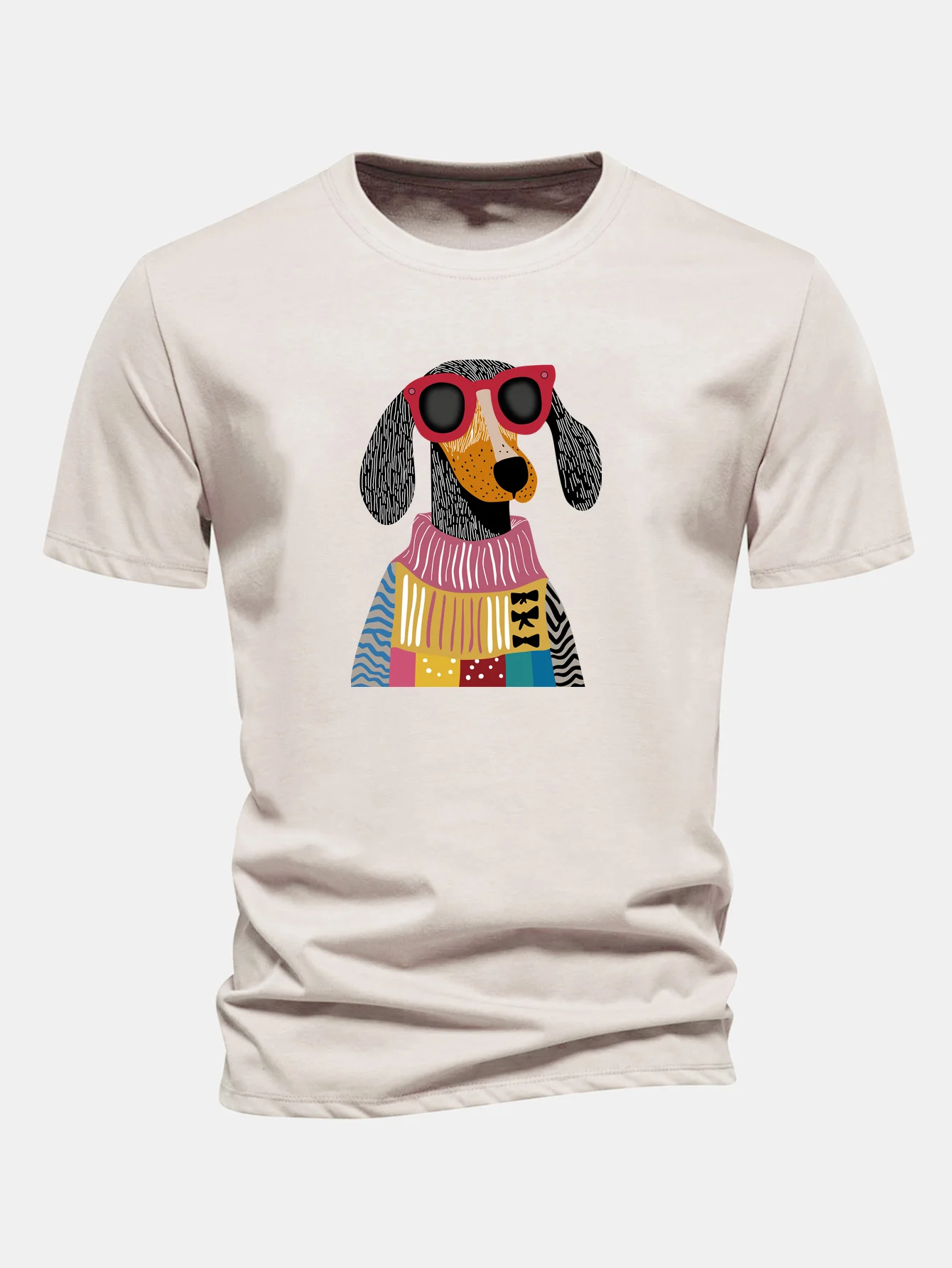 Regular Fit Sweater Dog Print Cotton T-Shirt - Image 3