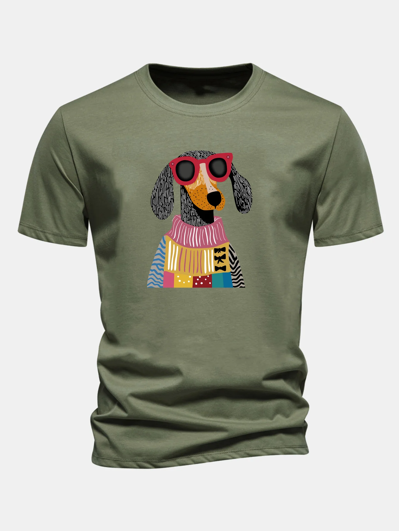 Regular Fit Sweater Dog Print Cotton T-Shirt - Image 5