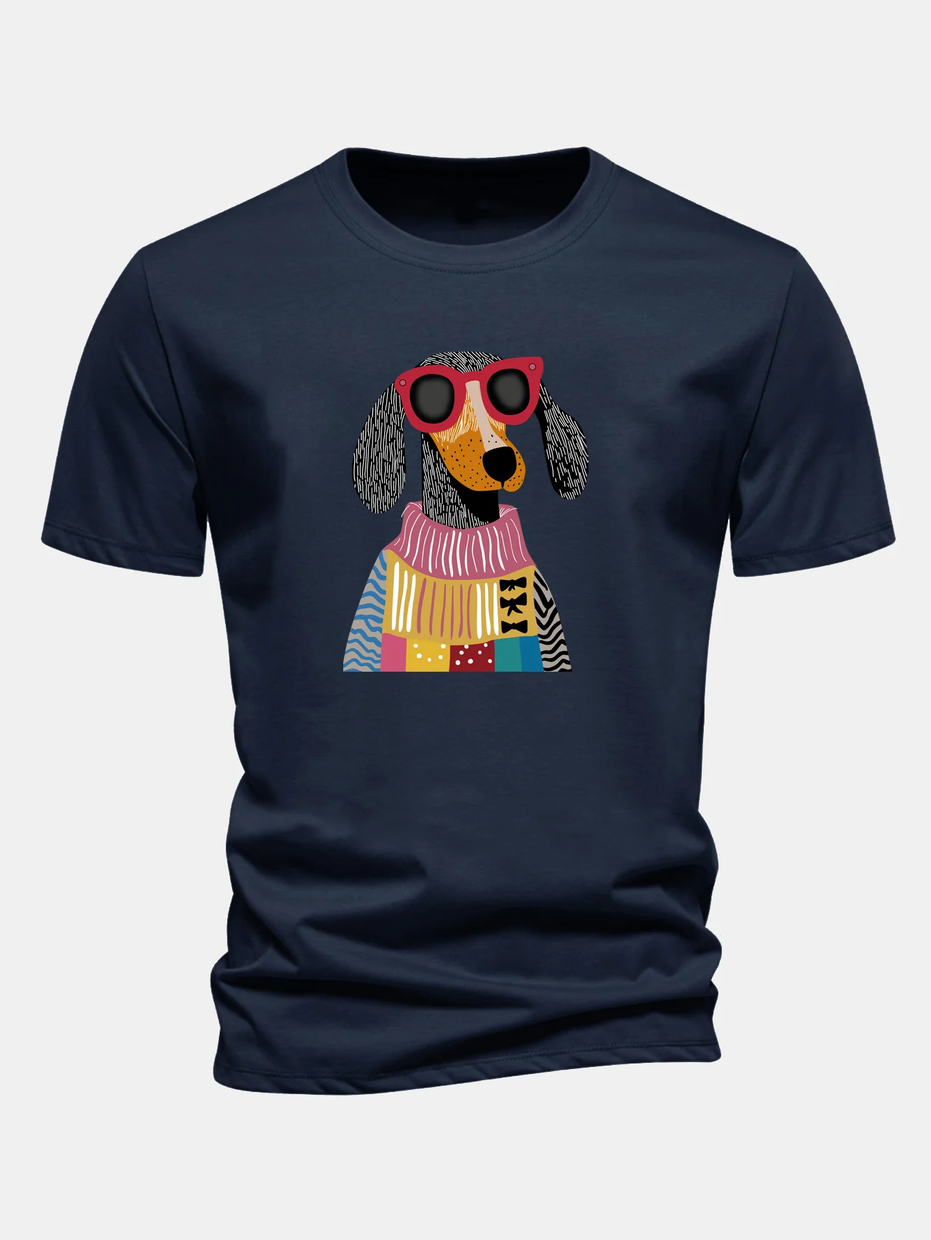 Regular Fit Sweater Dog Print Cotton T-Shirt - Image 7