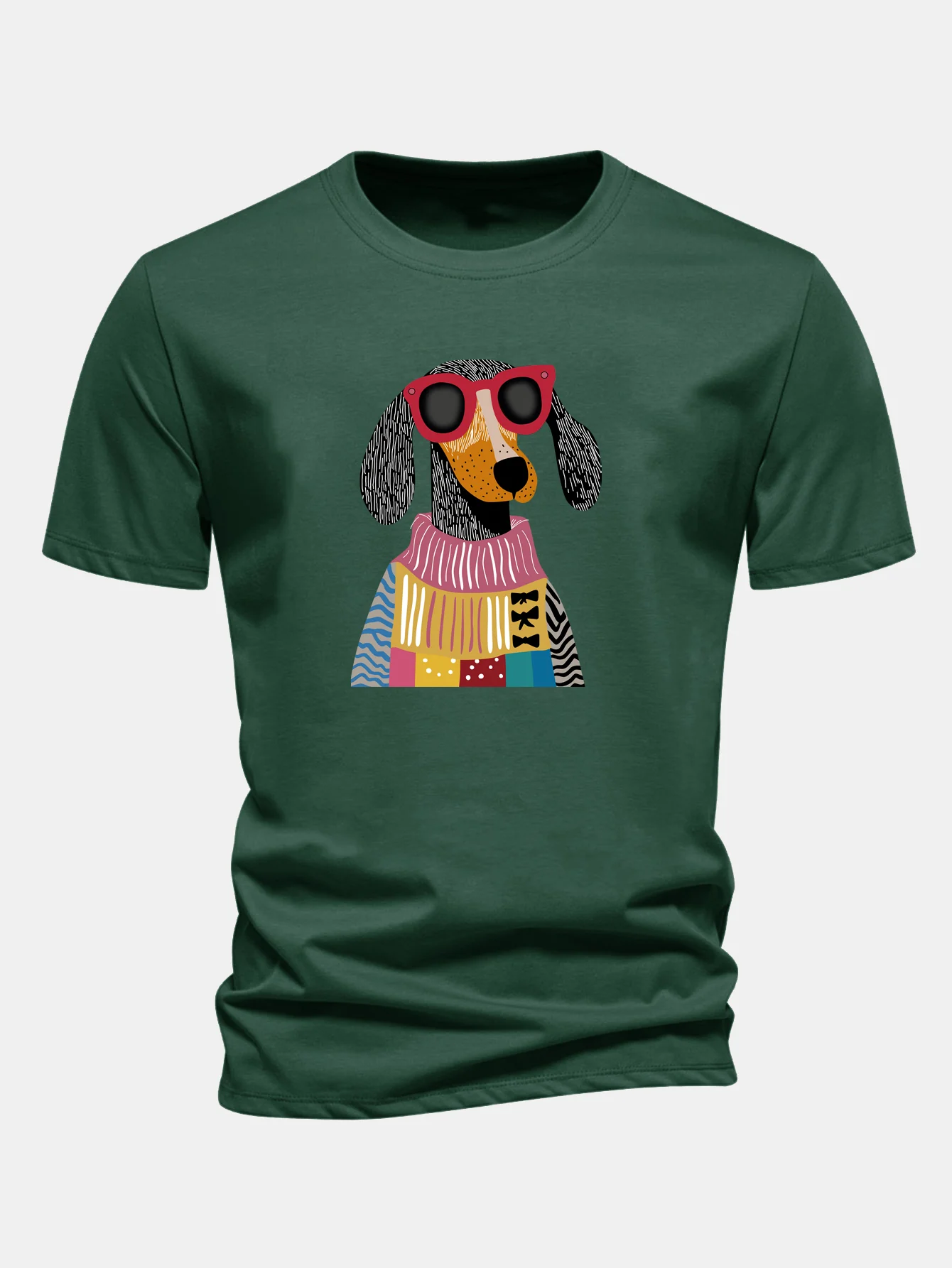 Regular Fit Sweater Dog Print Cotton T-Shirt - Image 9