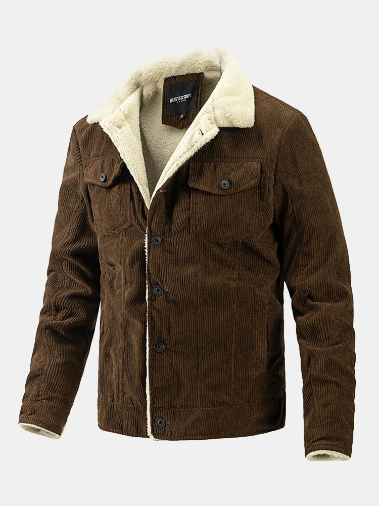 Regulär geschnittene Teddy-futter Cordjacke - Image 3