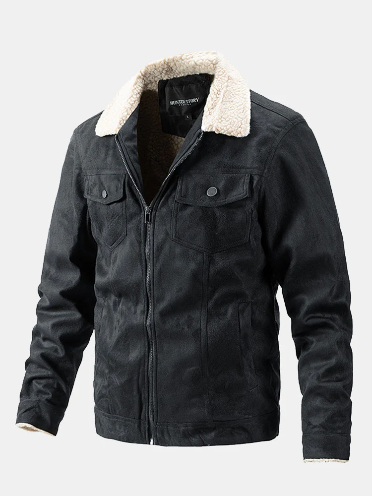Reguläre Passform Teddygefütterte Kunstwildlederjacke - Image 3