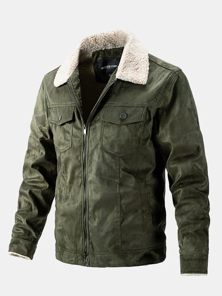 Reguläre Passform Teddygefütterte Kunstwildlederjacke - Image 5