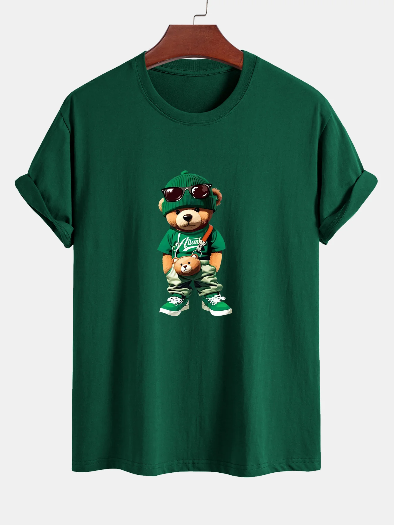 Reguläre Passform Trendy Bären Druck Baumwoll T-Shirt - Image 11