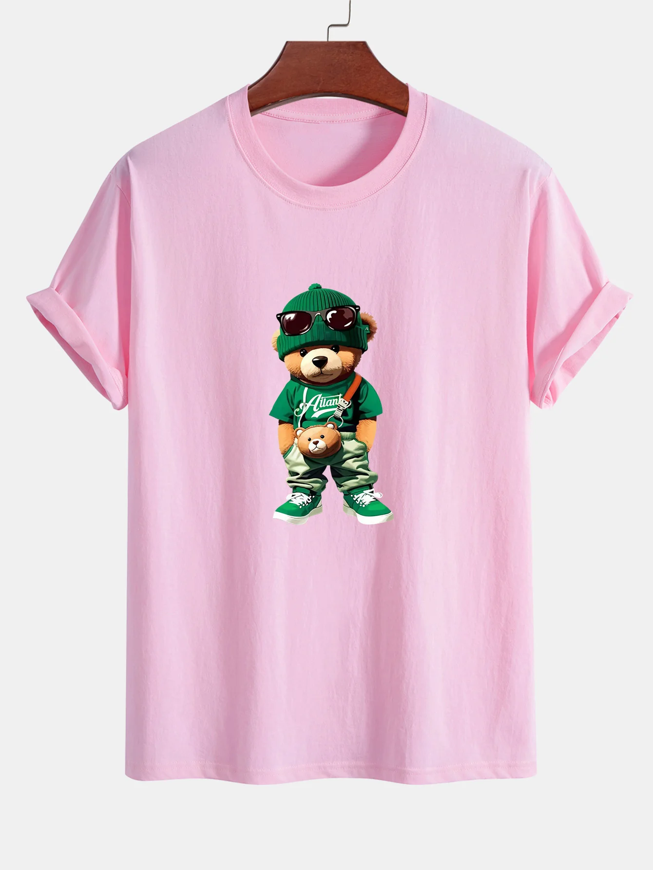 Reguläre Passform Trendy Bären Druck Baumwoll T-Shirt - Image 12