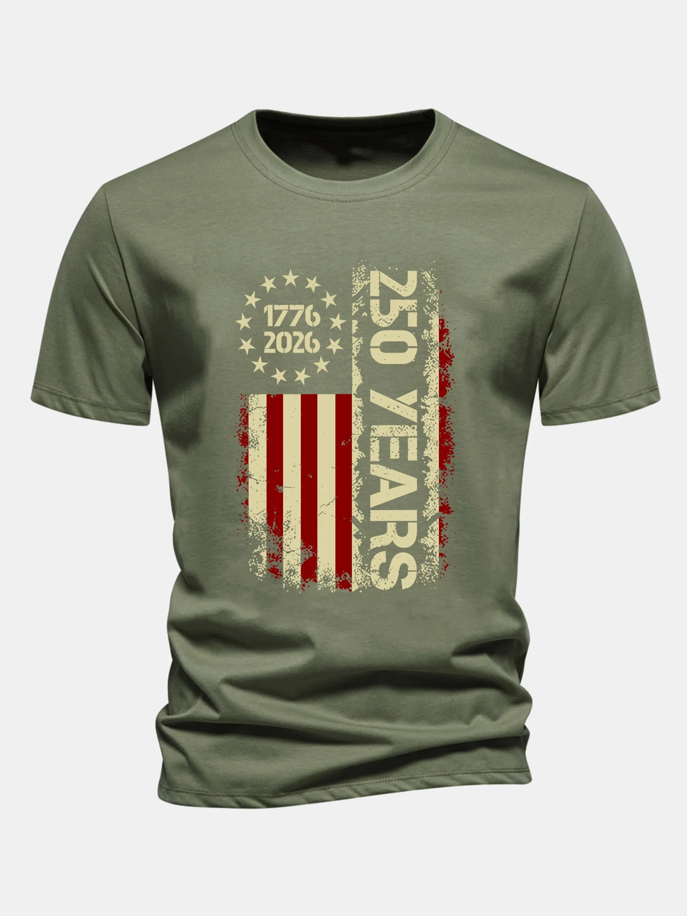 Regular Fit USA 250th Anniversary Vintage Print Cotton T-Shirt
