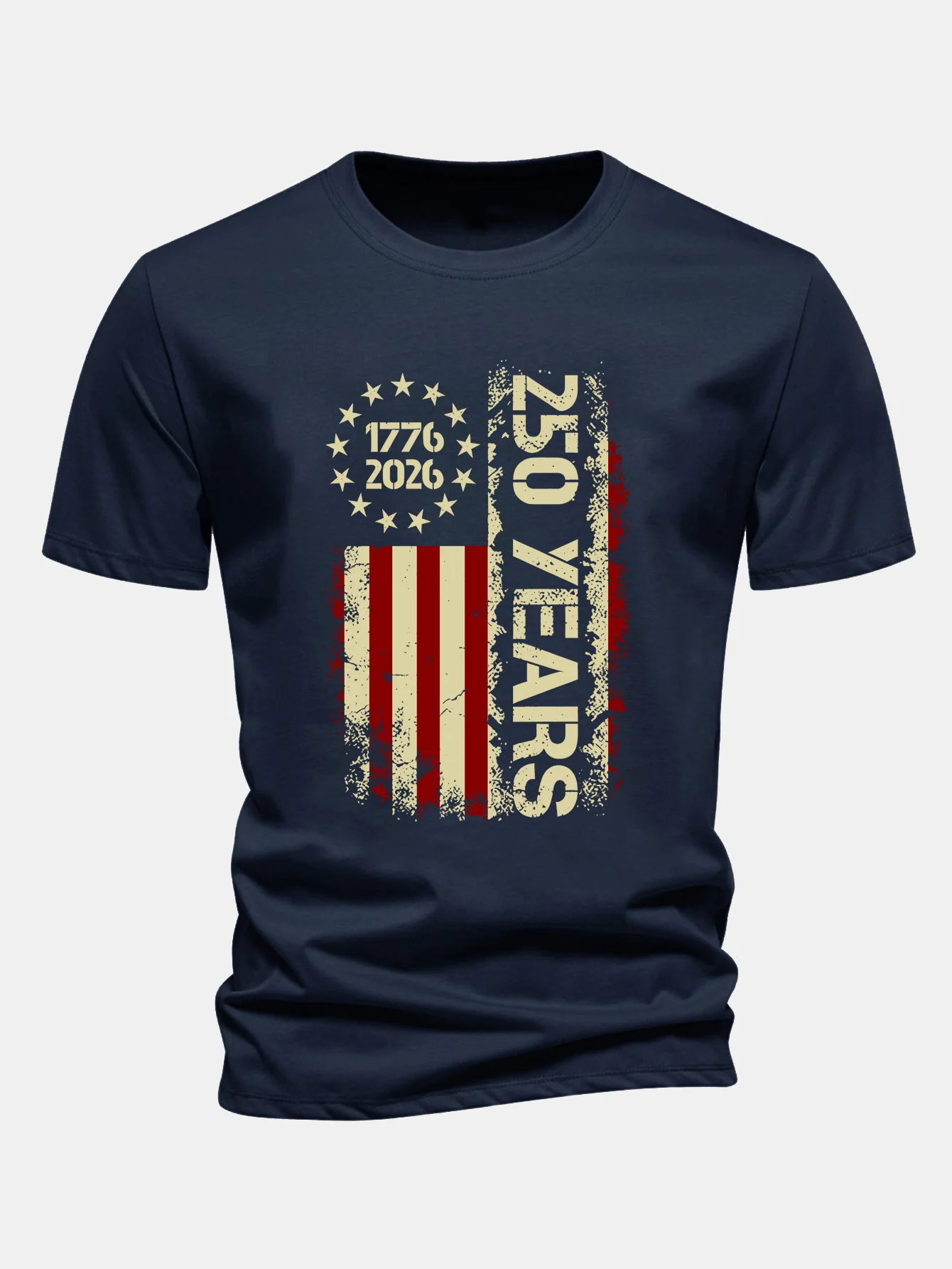 Regular Fit USA 250th Anniversary Vintage Print Cotton T-Shirt - Image 3