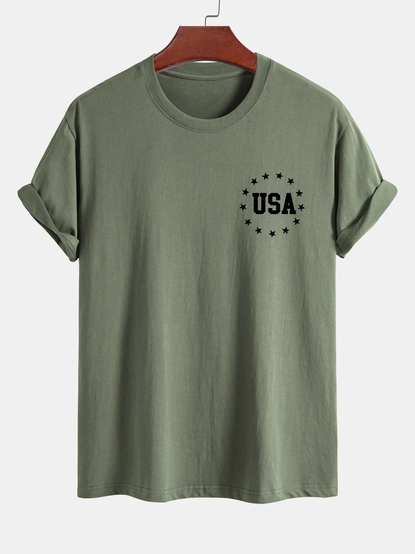 Regular Fit T-Shirt aus Baumwolle mit USA-Flaggen-Print - Image 5
