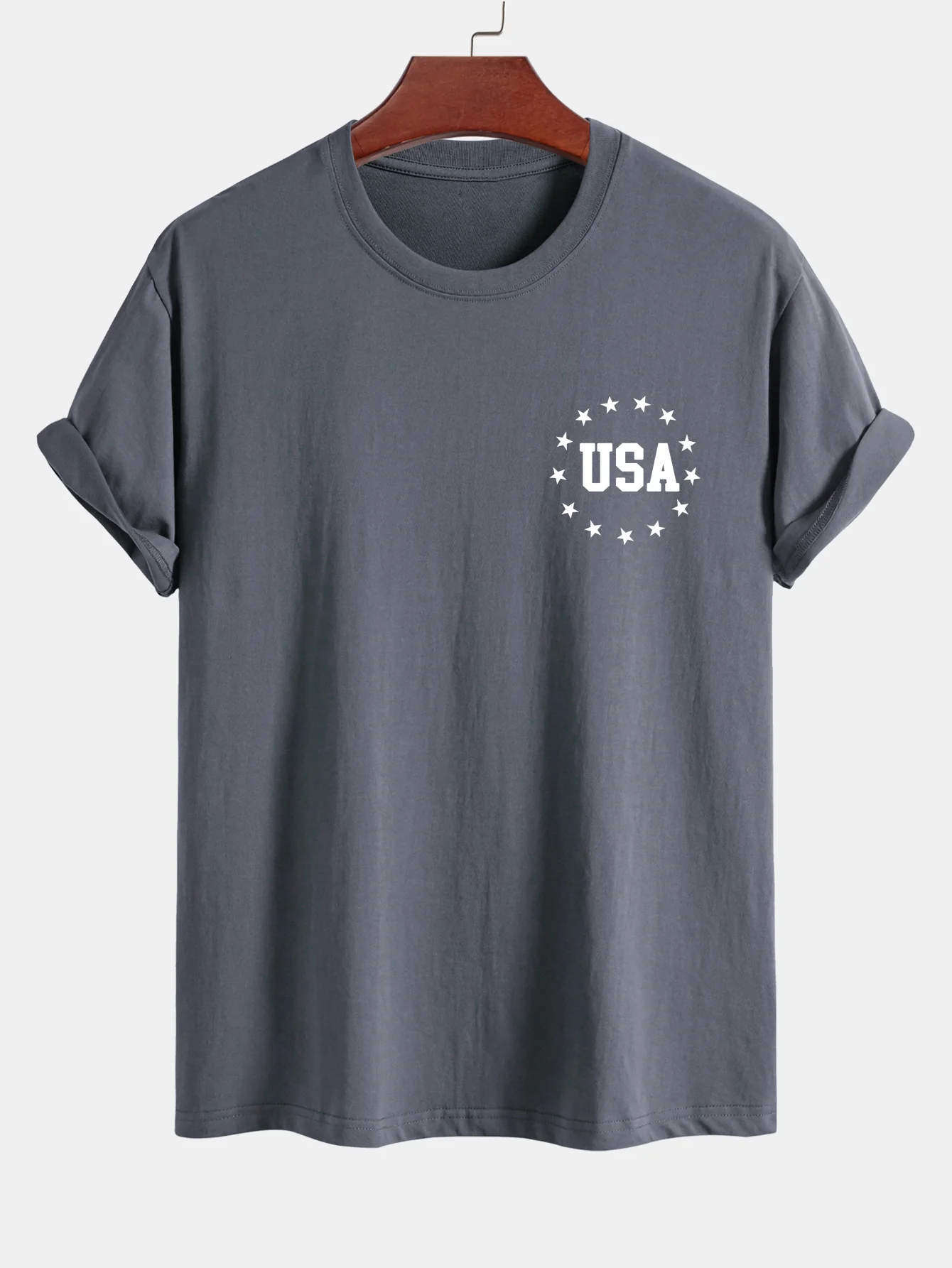 Regular Fit T-Shirt aus Baumwolle mit USA-Flaggen-Print - Image 7