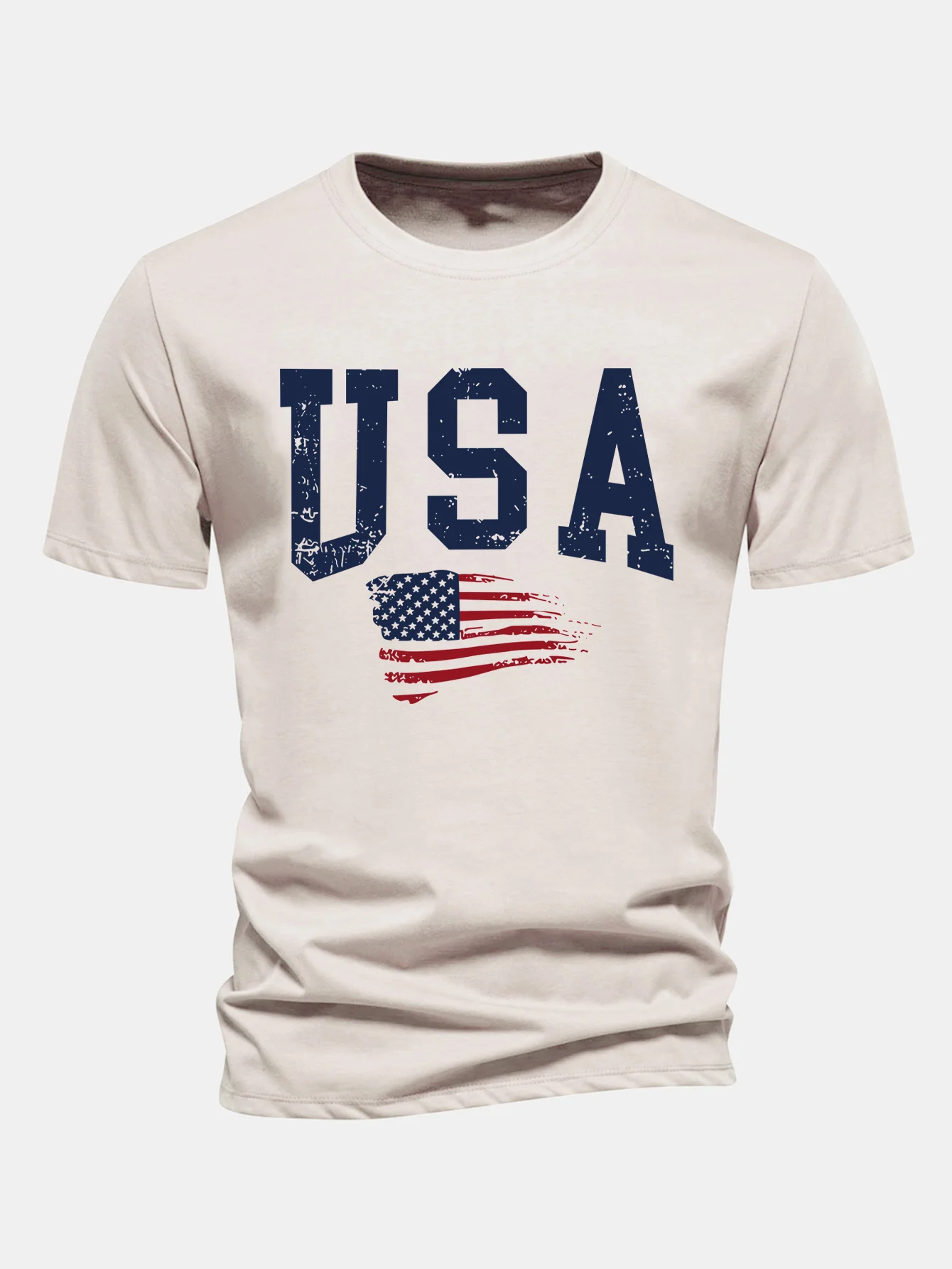 Regular Fit T-Shirt aus Baumwolle mit USA-Flaggen-Print