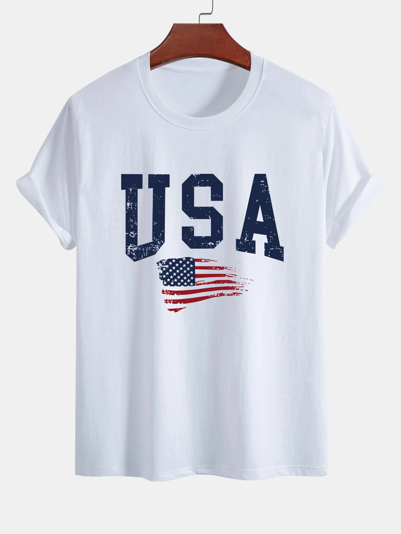Regular Fit T-Shirt aus Baumwolle mit USA-Flaggen-Print - Image 3