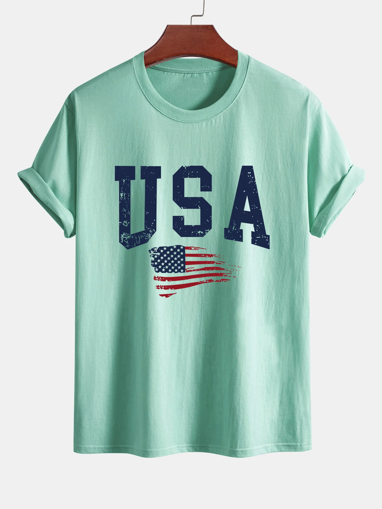 Regular Fit T-Shirt aus Baumwolle mit USA-Flaggen-Print - Image 4