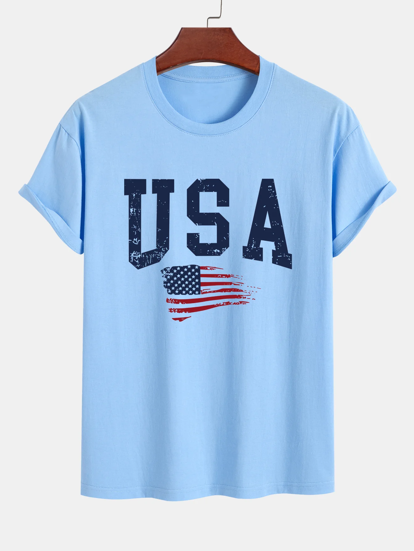 Regular Fit T-Shirt aus Baumwolle mit USA-Flaggen-Print - Image 5