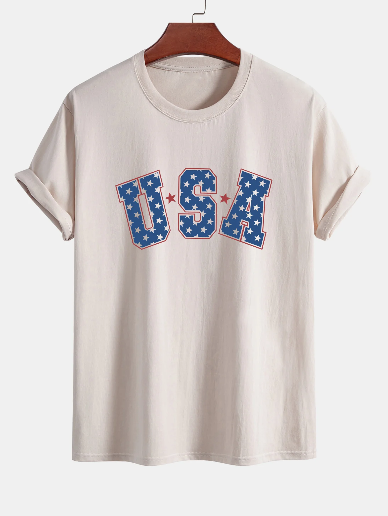 Regular Fit USA Print Baumwoll-T-Shirt - Image 3