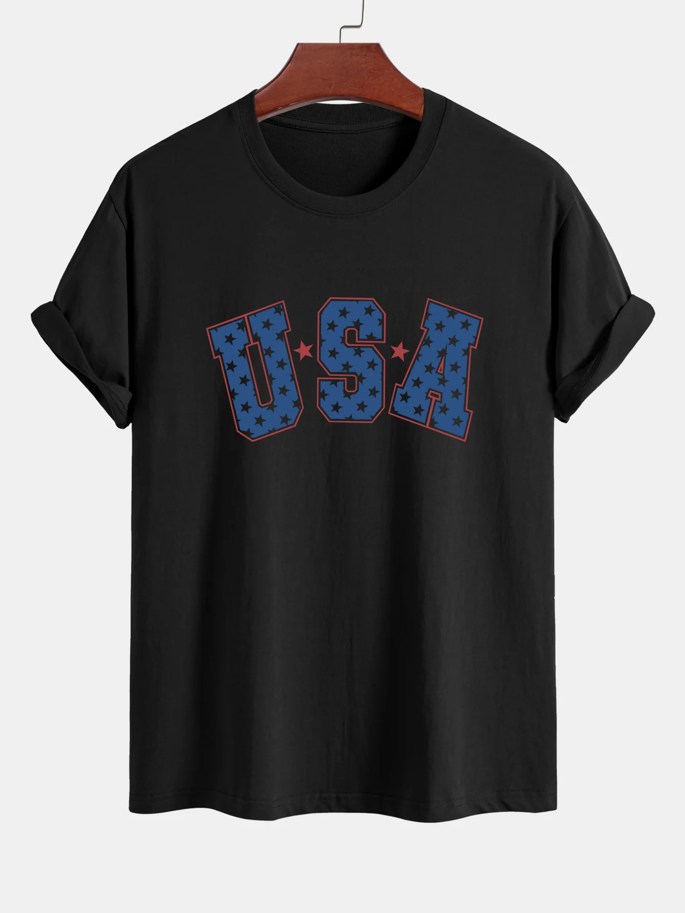 Regular Fit USA Print Baumwoll-T-Shirt - Image 4