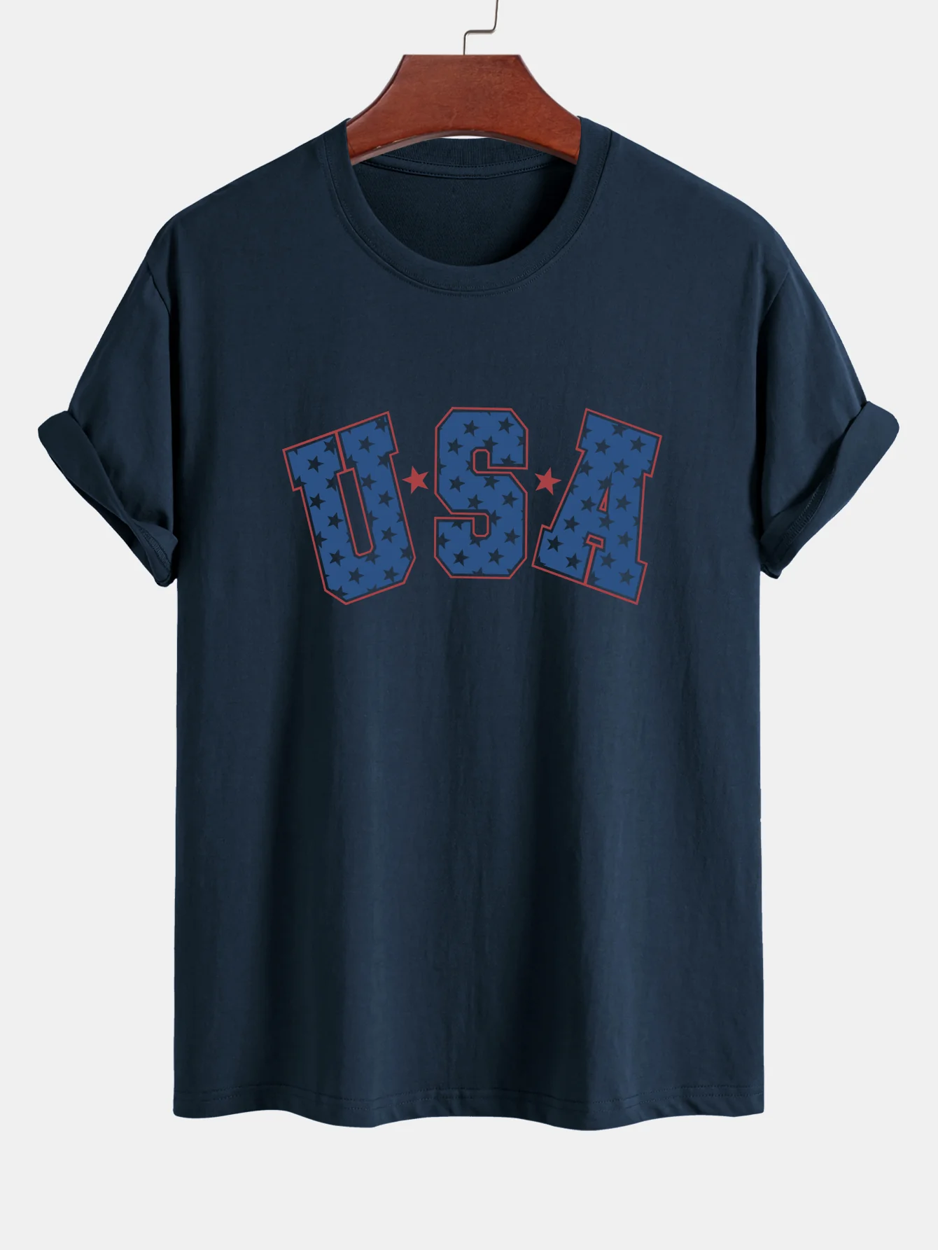 Regular Fit USA Print Baumwoll-T-Shirt - Image 5