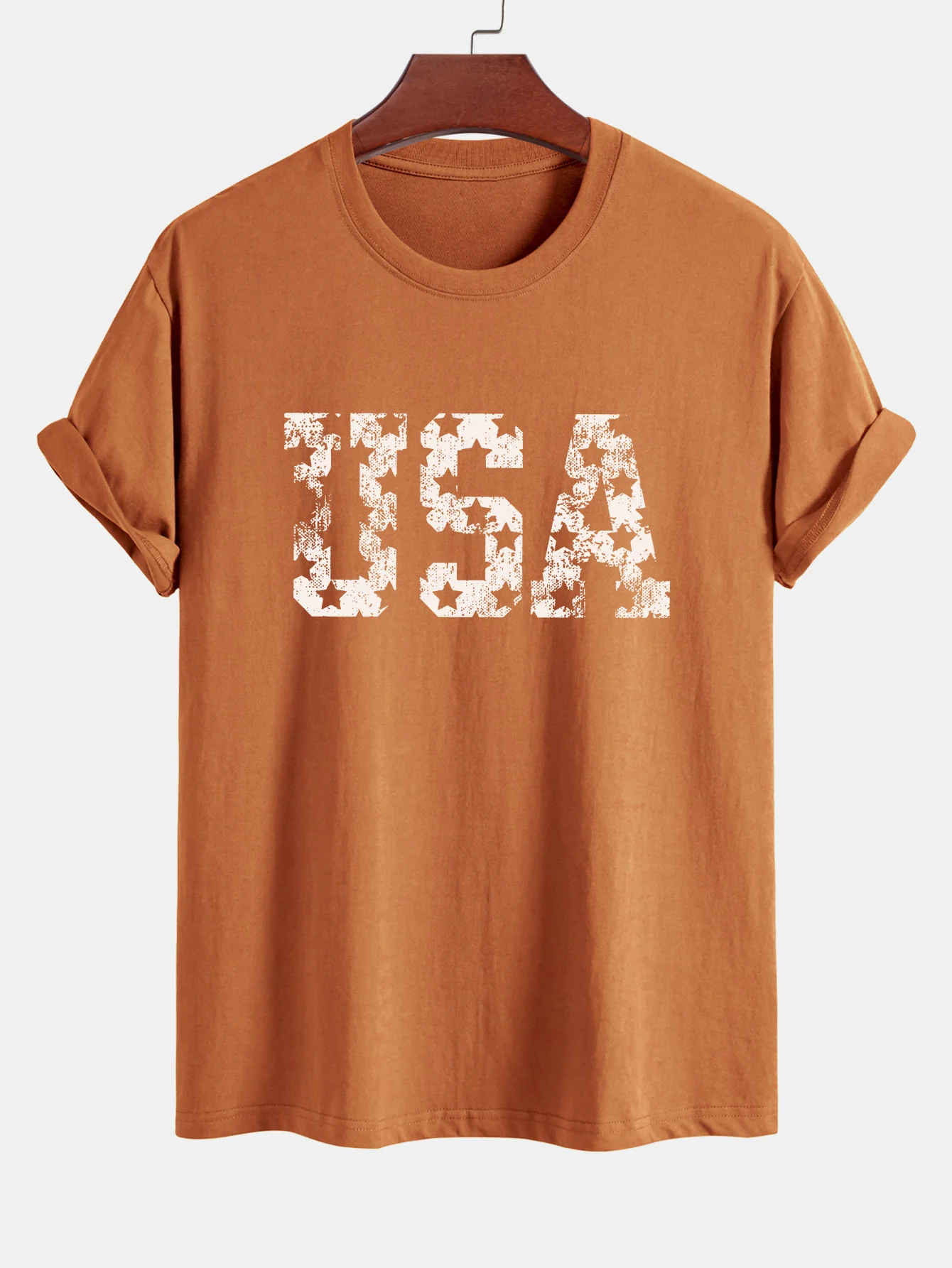 Regular Fit USA Print Baumwoll-T-Shirt - Image 5