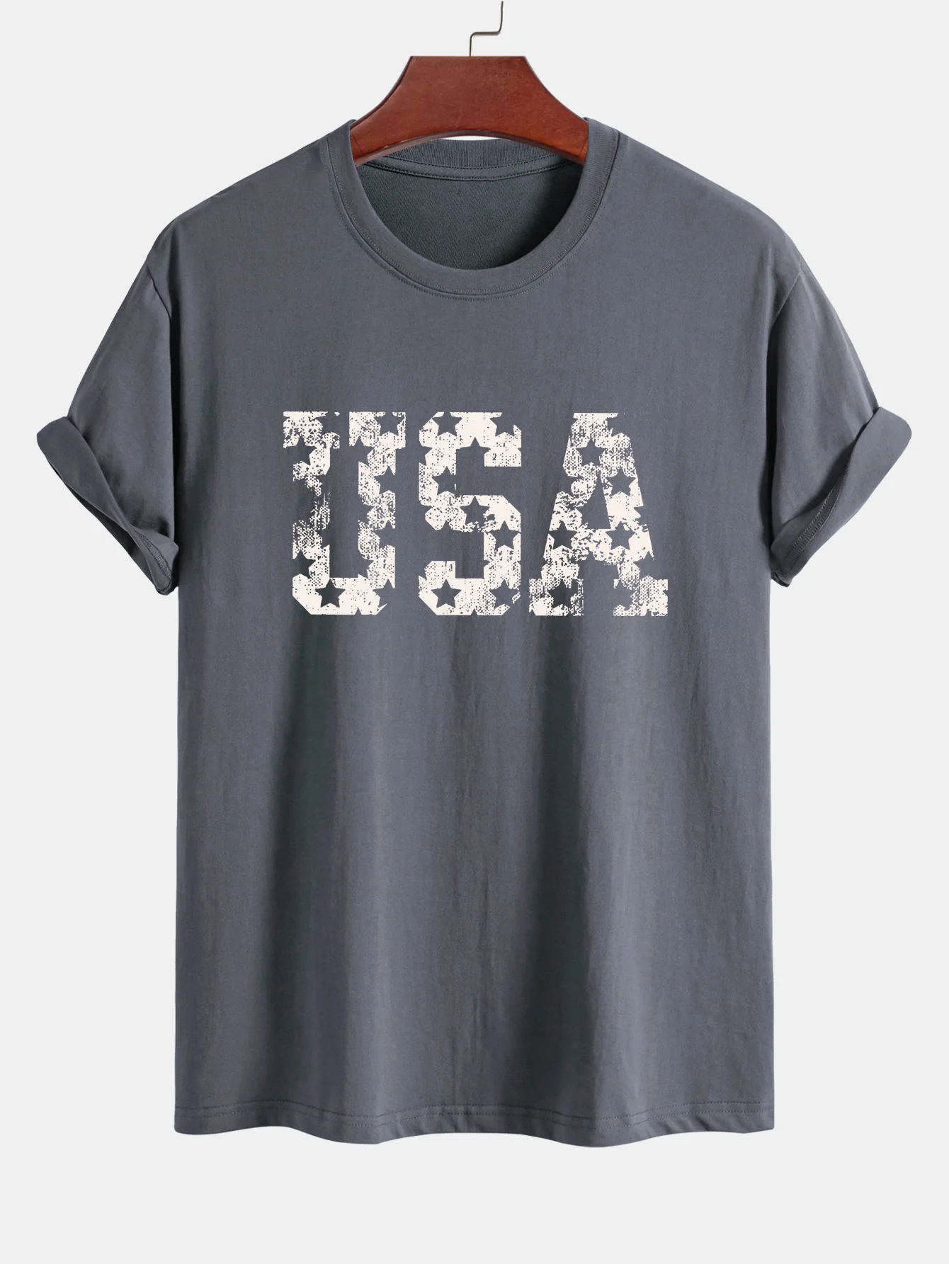 Regular Fit USA Print Baumwoll-T-Shirt - Image 6