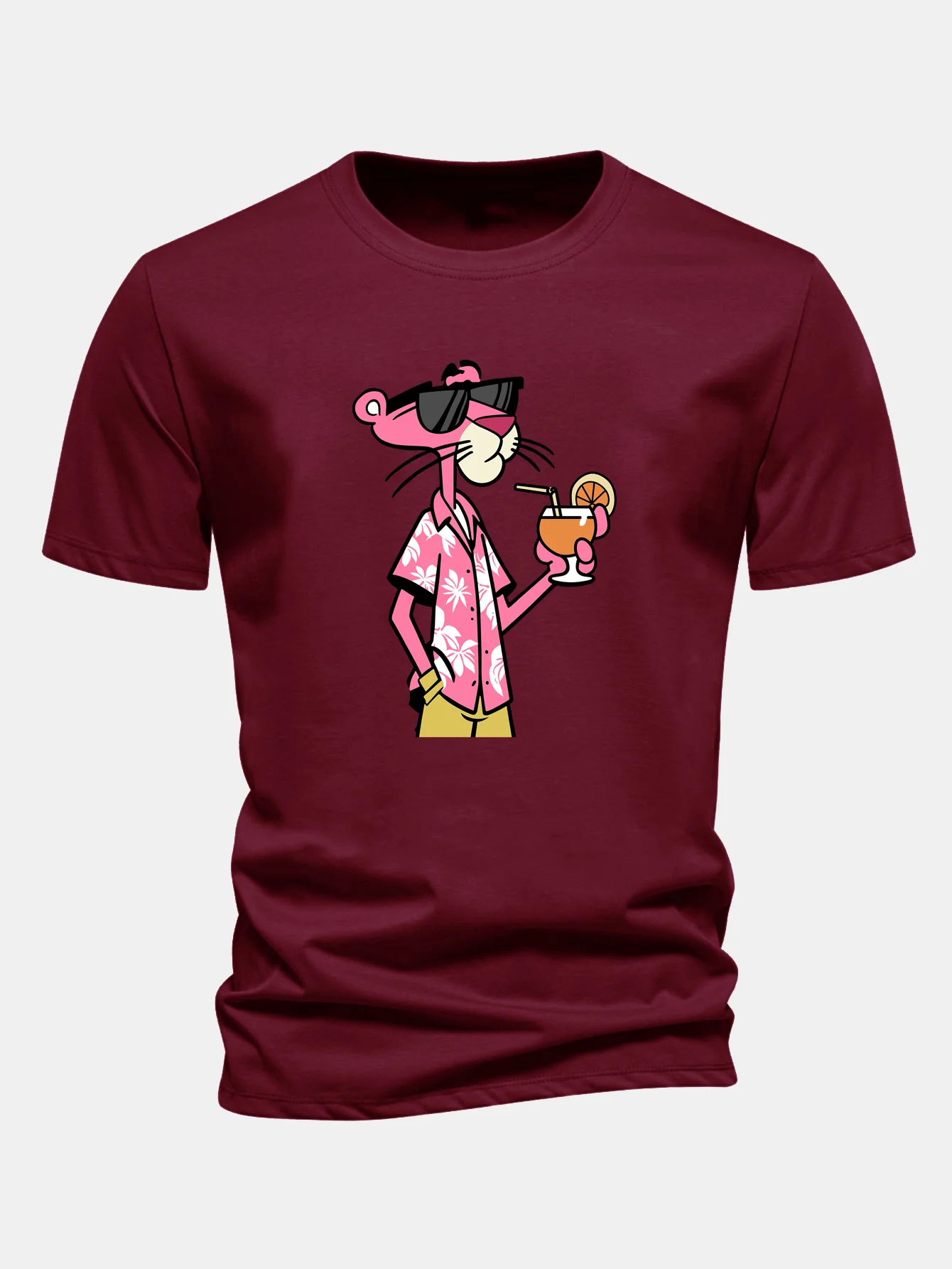 Regular Fit Vacation Pink Panther Print Cotton T-Shirt - Image 10