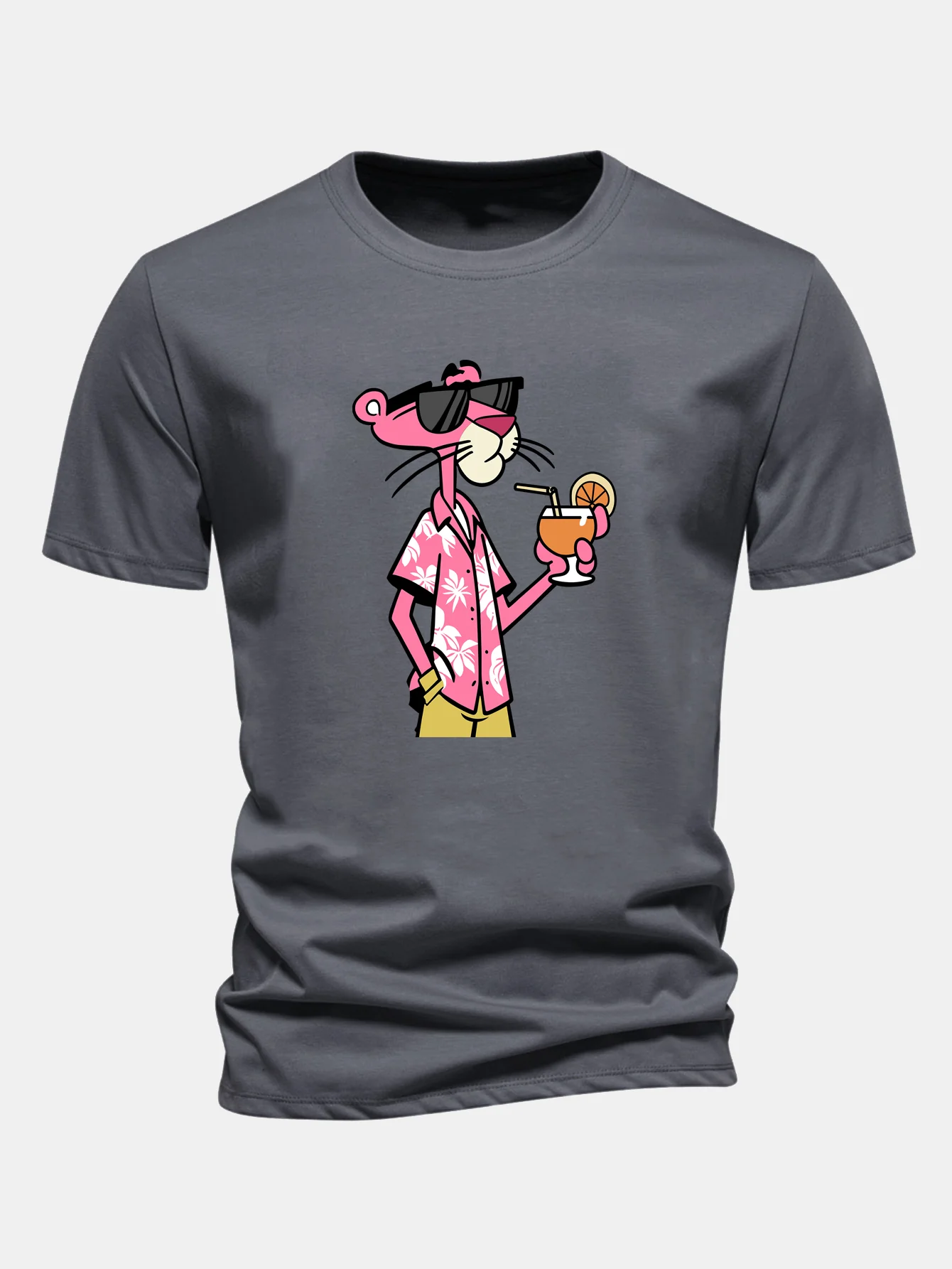 Regular Fit Vacation Pink Panther Print Cotton T-Shirt - Image 11