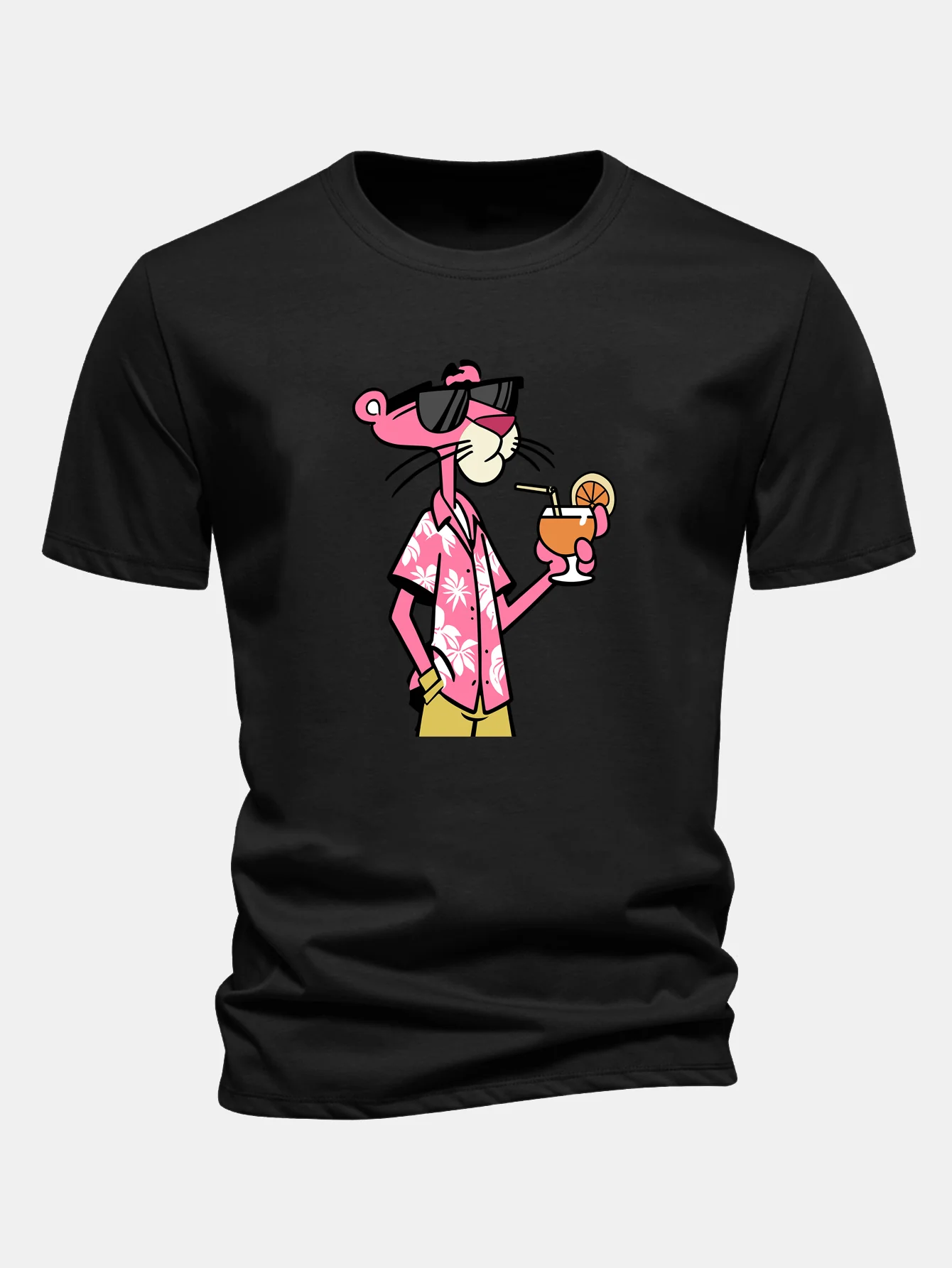 Regular Fit Vacation Pink Panther Print Cotton T-Shirt - Image 3