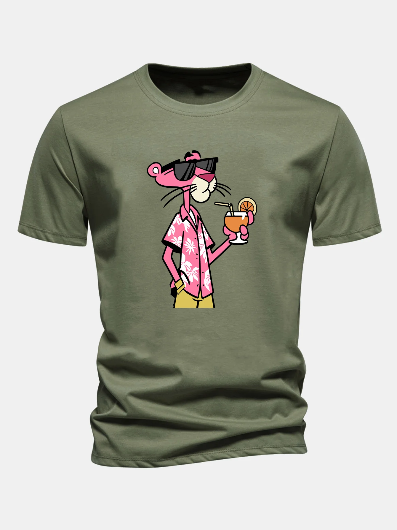 Regular Fit Vacation Pink Panther Print Cotton T-Shirt - Image 5