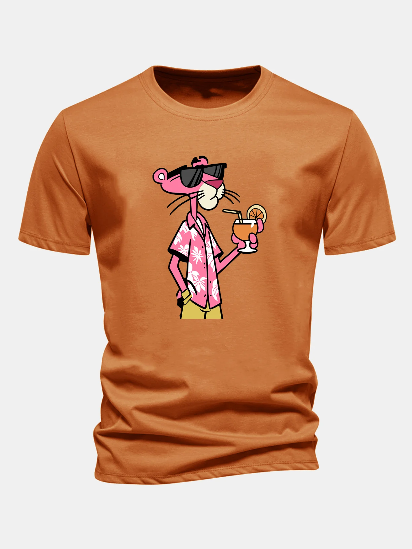 Regular Fit Vacation Pink Panther Print Cotton T-Shirt - Image 6
