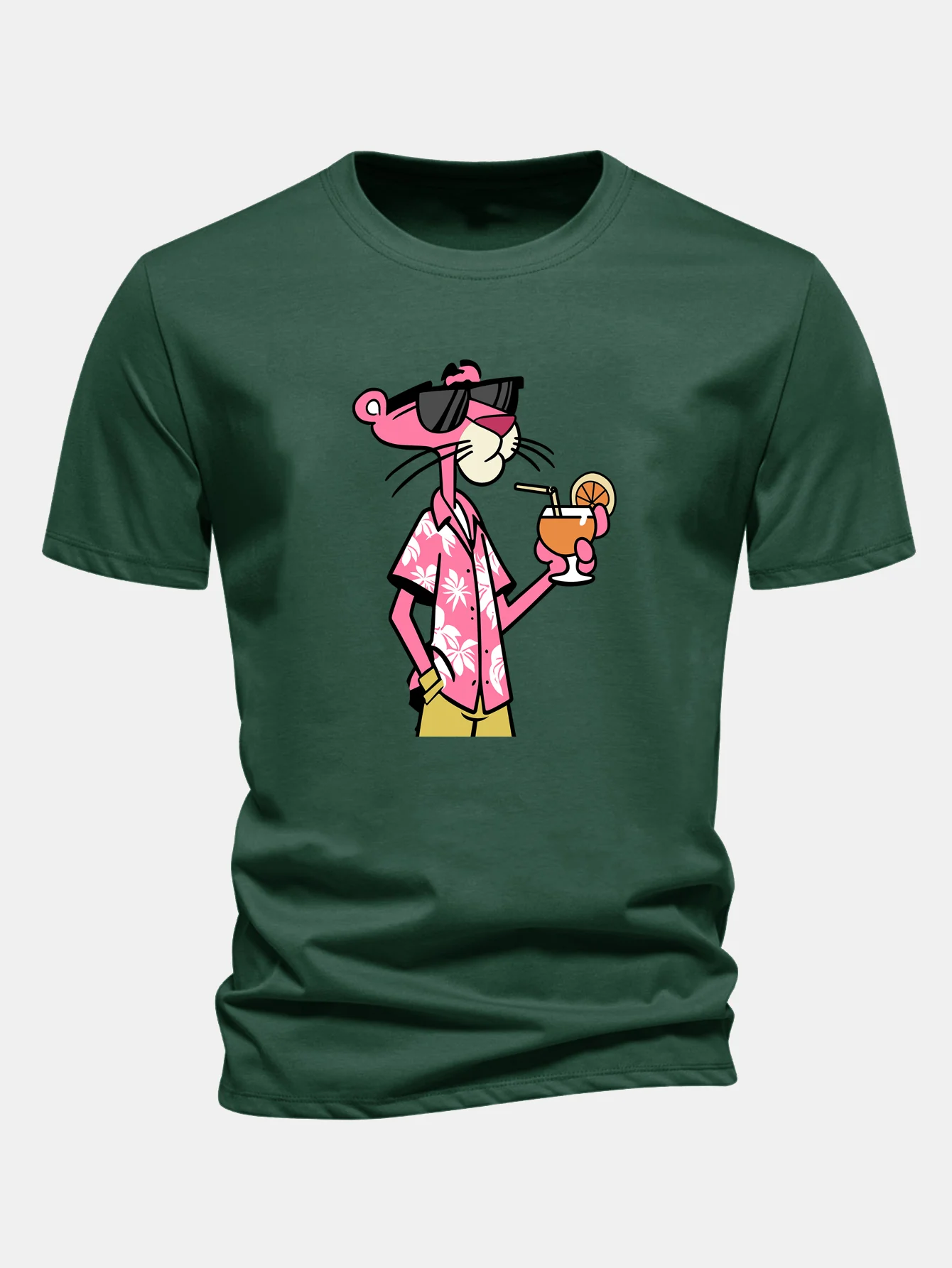 Regular Fit Vacation Pink Panther Print Cotton T-Shirt - Image 9
